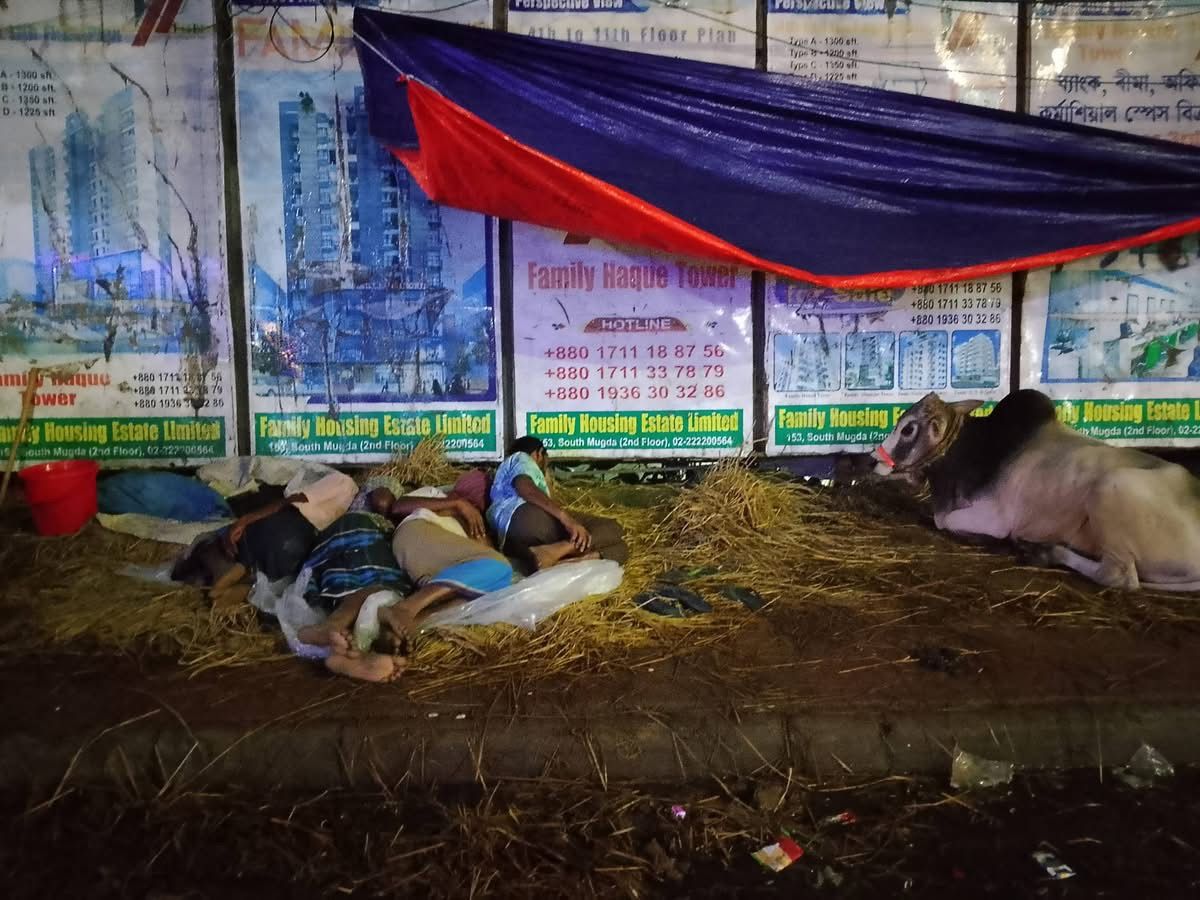 পশুর হাটে বেপারী-খামারীদের রাতযাপন